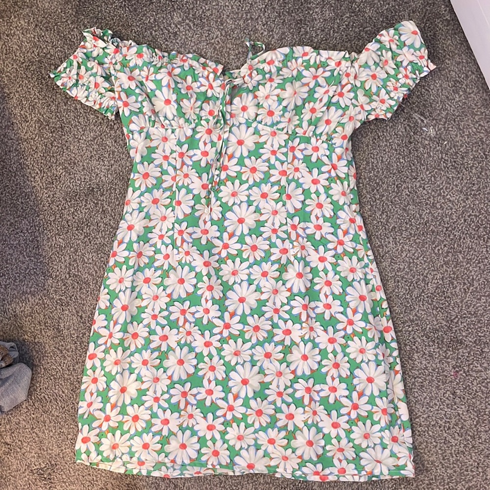 ASOS green floral milkmaid dress